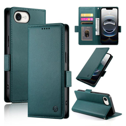 For iPhone 16e Side Buckle Magnetic Frosted Leather Phone Case(Dark Green) by bashfashion