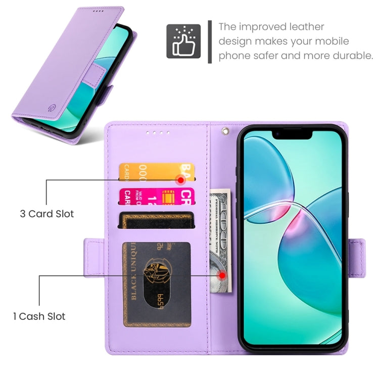 For iPhone 16e Side Buckle Magnetic Frosted Leather Phone Case(Purple) by bashfashion