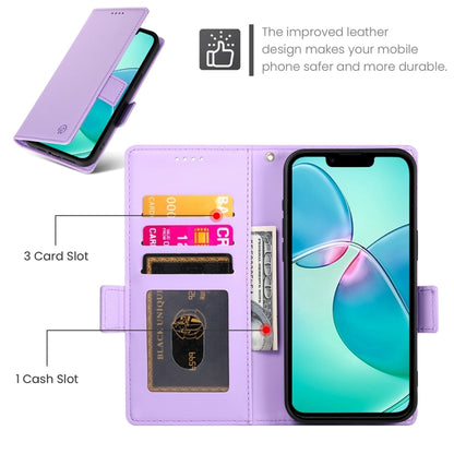 For iPhone 16e Side Buckle Magnetic Frosted Leather Phone Case(Purple) by bashfashion