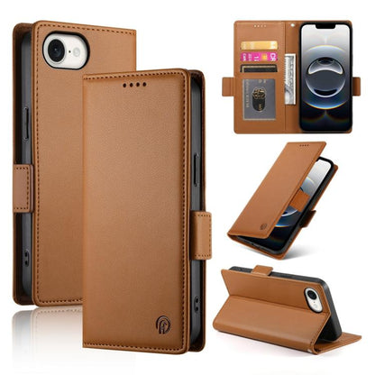 For iPhone 16e Side Buckle Magnetic Frosted Leather Phone Case(Brown) by bashfashion