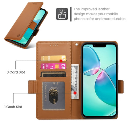 For iPhone 16e Side Buckle Magnetic Frosted Leather Phone Case(Brown) by bashfashion