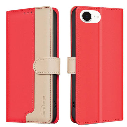 For iPhone 16e Color Matching RFID Anti-theft Leather Phone Case(Red) by bashfashion