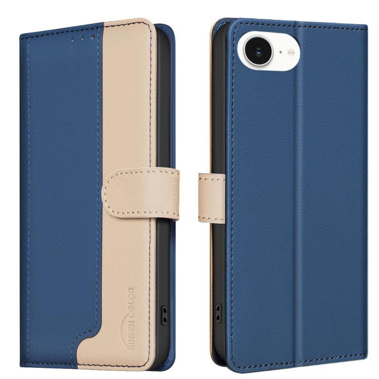 For iPhone 16e Color Matching RFID Anti-theft Leather Phone Case(Blue) by bashfashion