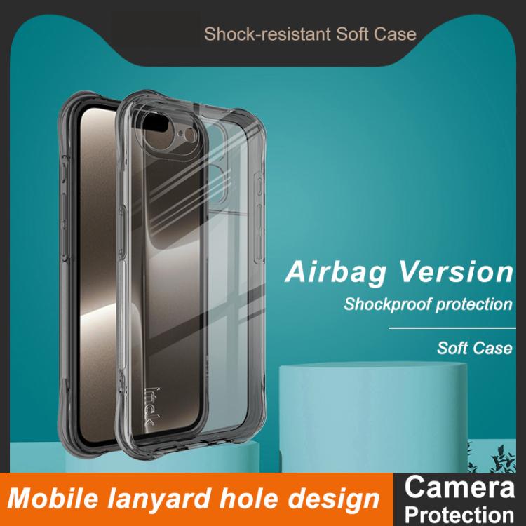 For iPhone 16e imak Shockproof Airbag TPU Phone Case(Transparent Black) by imak