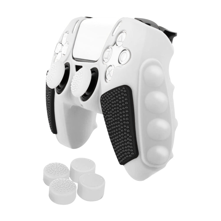 For Sony PS5 Splicing Color Silicone Gamepad Protective Case with Rocker Caps(Black White) by bashfashion