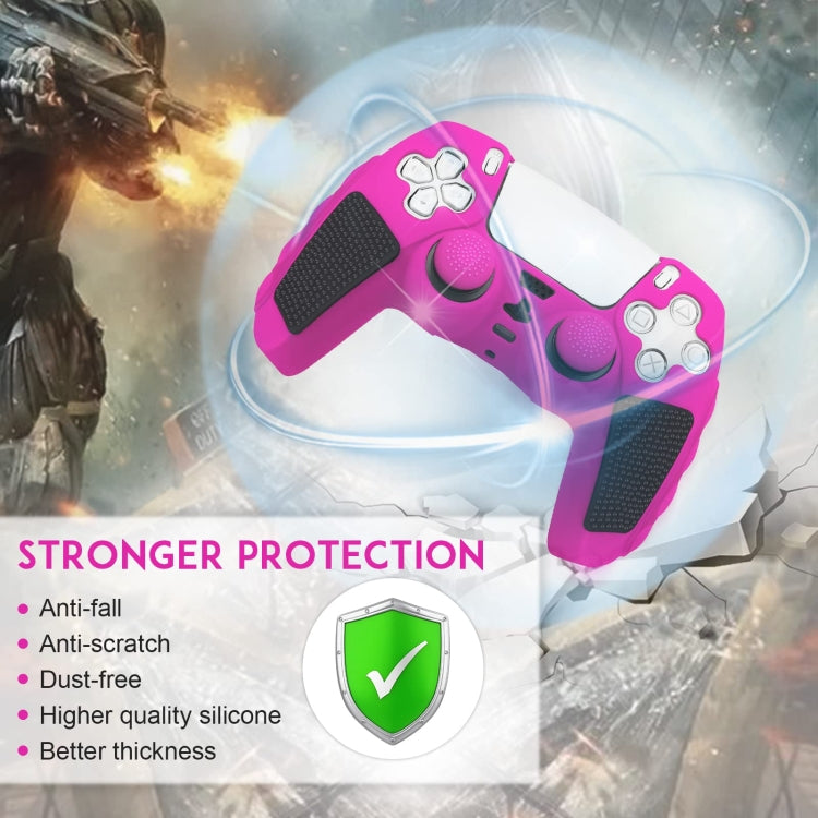 For Sony PS5 Splicing Color Silicone Gamepad Protective Case with Rocker Caps(Black White) by bashfashion