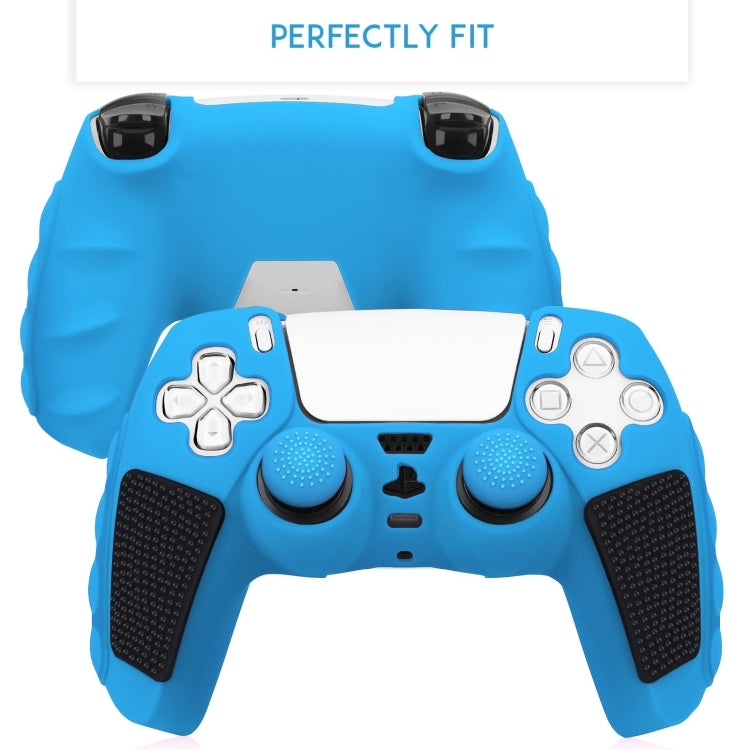 For Sony PS5 Splicing Color Silicone Gamepad Protective Case with Rocker Caps(Blue Black) by bashfashion