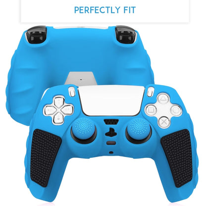 For Sony PS5 Splicing Color Silicone Gamepad Protective Case with Rocker Caps(Blue Black) by bashfashion