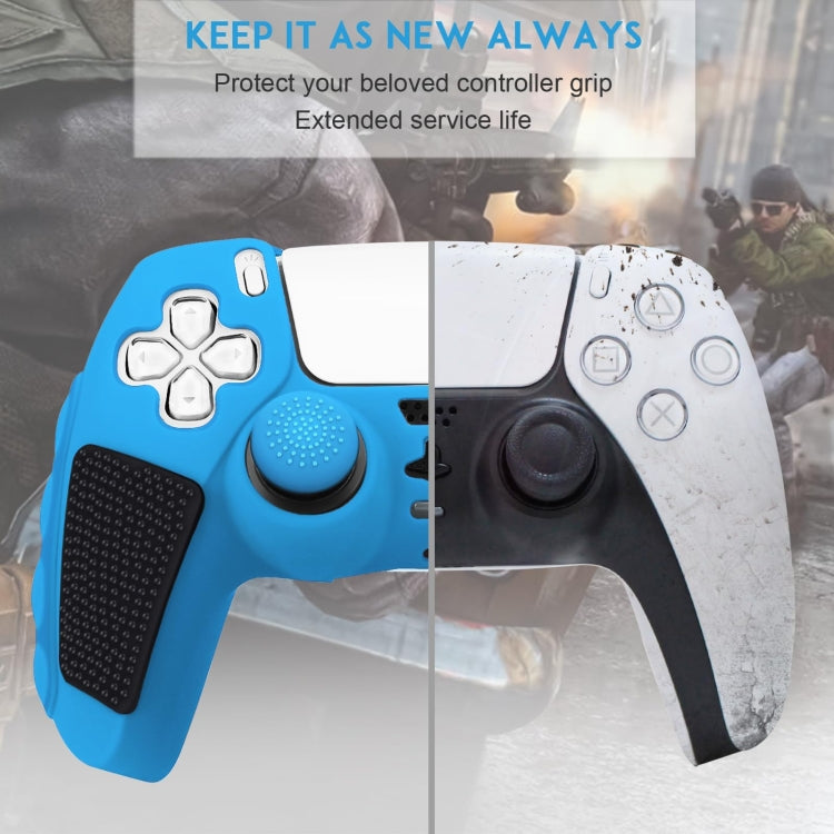 For Sony PS5 Splicing Color Silicone Gamepad Protective Case with Rocker Caps(Blue Black) by bashfashion