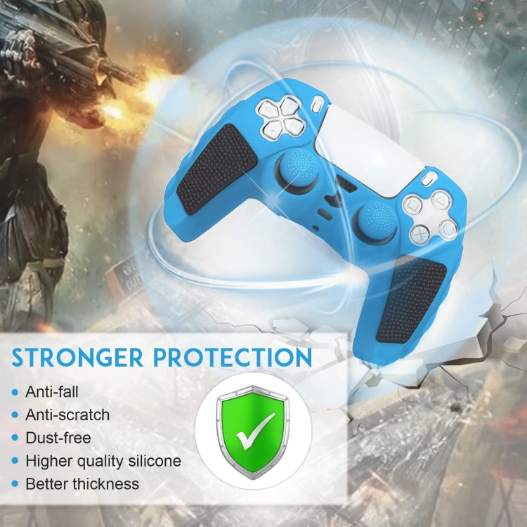 For Sony PS5 Splicing Color Silicone Gamepad Protective Case with Rocker Caps(Blue Black) by bashfashion