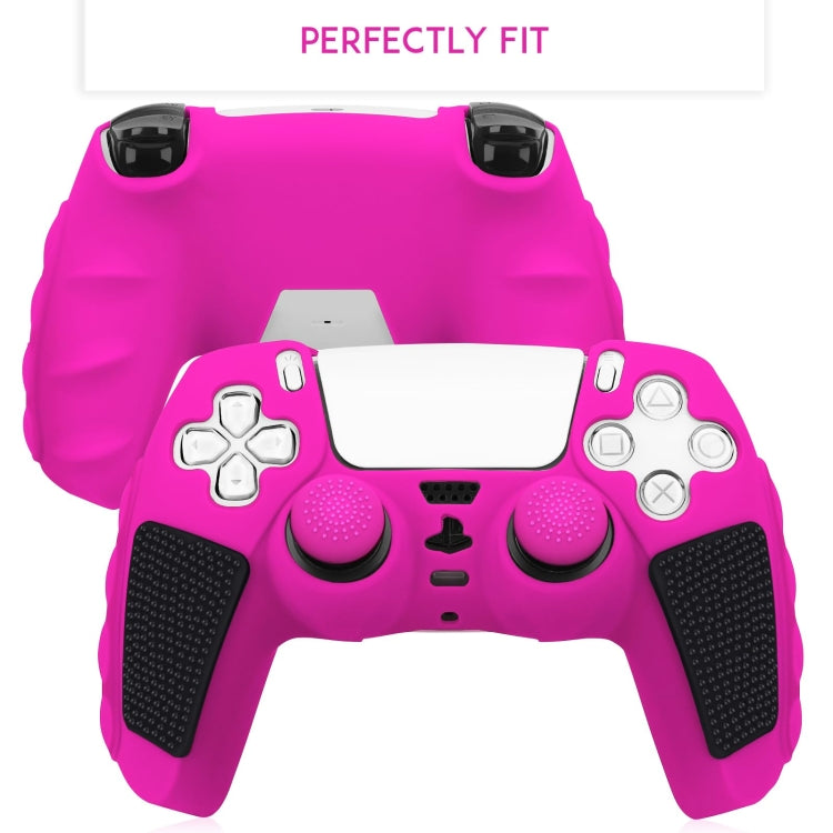 For Sony PS5 Splicing Color Silicone Gamepad Protective Case with Rocker Caps(Pink Black) by bashfashion