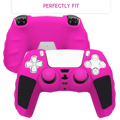 For Sony PS5 Splicing Color Silicone Gamepad Protective Case with Rocker Caps(Pink Black) by bashfashion