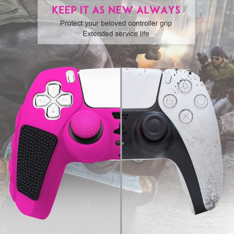 For Sony PS5 Splicing Color Silicone Gamepad Protective Case with Rocker Caps(Pink Black) by bashfashion