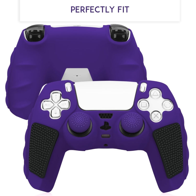 For Sony PS5 Splicing Color Silicone Gamepad Protective Case with Rocker Caps(Purple Black) by bashfashion
