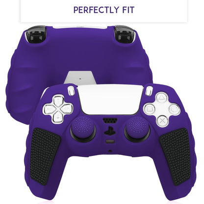 For Sony PS5 Splicing Color Silicone Gamepad Protective Case with Rocker Caps(Purple Black) by bashfashion