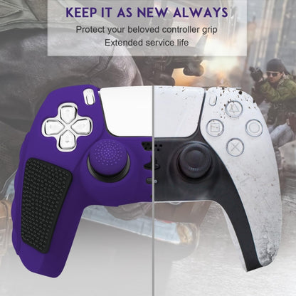 For Sony PS5 Splicing Color Silicone Gamepad Protective Case with Rocker Caps(Purple Black) by bashfashion