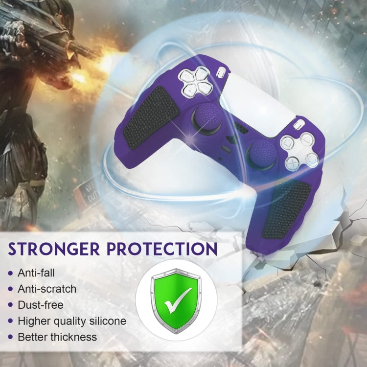 For Sony PS5 Splicing Color Silicone Gamepad Protective Case with Rocker Caps(Purple Black) by bashfashion