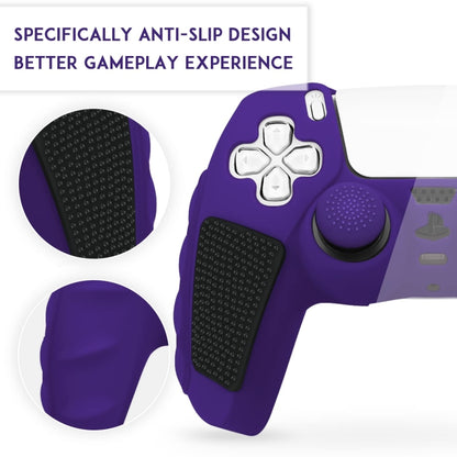 For Sony PS5 Splicing Color Silicone Gamepad Protective Case with Rocker Caps(Purple Black) by bashfashion
