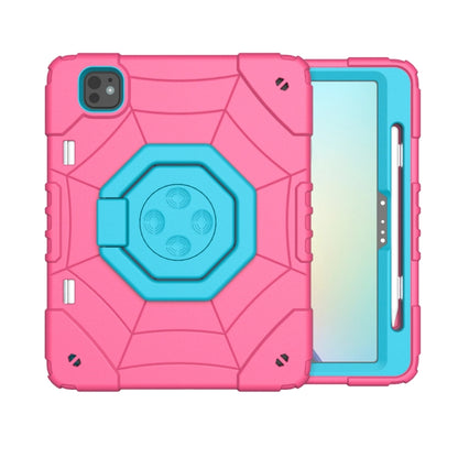 For iPad Pro 11 2025 / 2024 Spider Turntable Handle Stress Relief Tablet Case(Rose Red Blue) by bashfashion