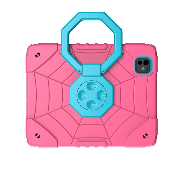 For iPad Pro 11 2025 / 2024 Spider Turntable Handle Stress Relief Tablet Case(Rose Red Blue) by bashfashion