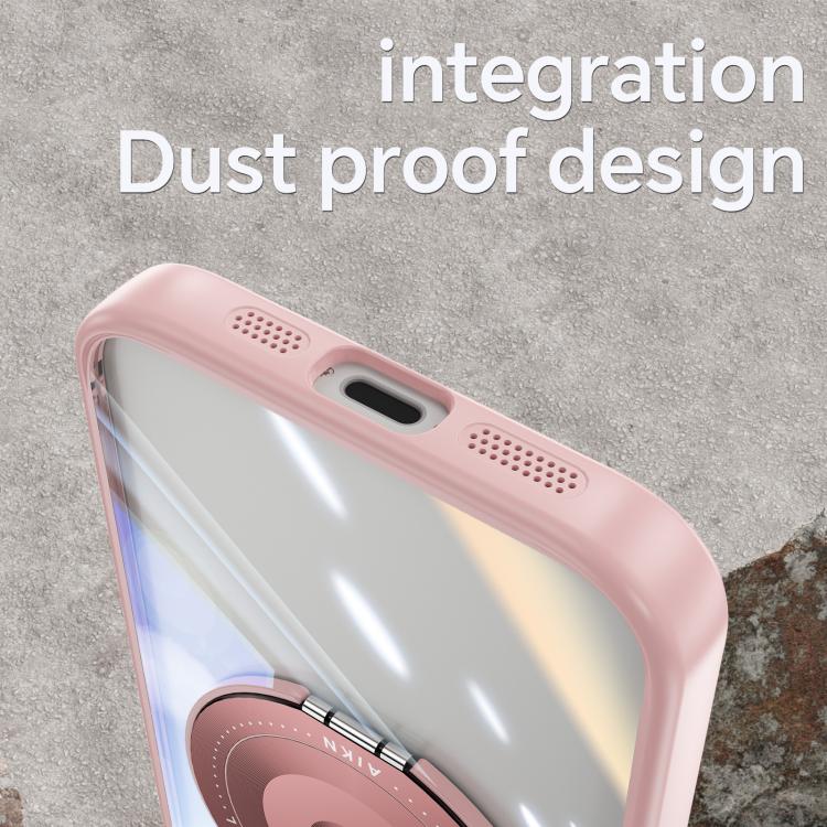 For iPhone 16e 360 Holder Magsafe Acrylic Hybrid TPU Phone Case(Pink) by bashfashion