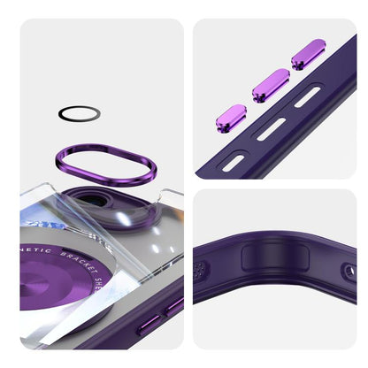 For iPhone 16e 360 Holder Magsafe Acrylic Hybrid TPU Phone Case(Purple) by bashfashion