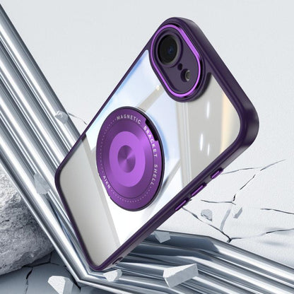 For iPhone 16e 360 Holder Magsafe Acrylic Hybrid TPU Phone Case(Purple) by bashfashion