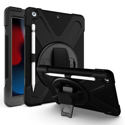 For iPad 10.2 2021 / 2020 / 2019 Shockproof Colorful Silicone + PC Protective Case with Holder & Shoulder Strap & Hand Strap & Pen Slot(Black) by bashfashion