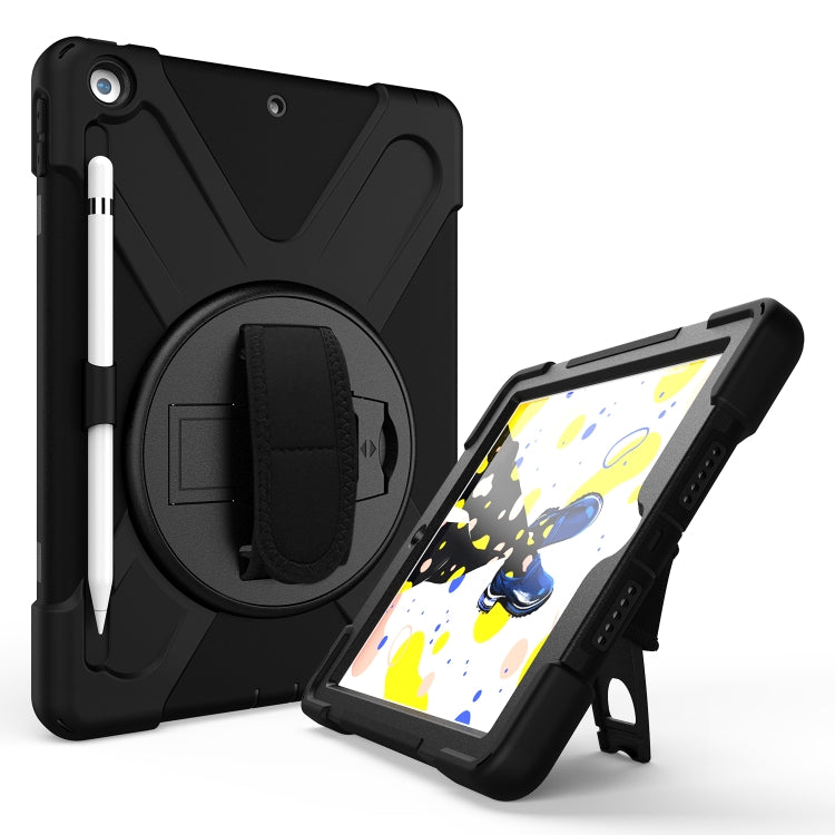 For iPad 10.2 2021 / 2020 / 2019 Shockproof Colorful Silicone + PC Protective Case with Holder & Shoulder Strap & Hand Strap & Pen Slot(Black) by bashfashion