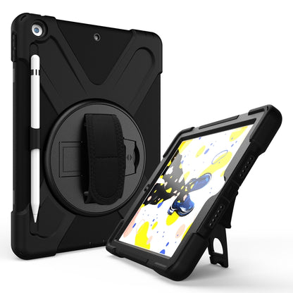 For iPad 10.2 2021 / 2020 / 2019 Shockproof Colorful Silicone + PC Protective Case with Holder & Shoulder Strap & Hand Strap & Pen Slot(Black) by bashfashion