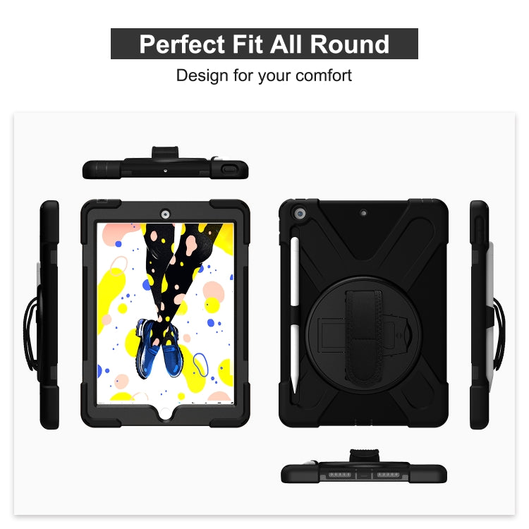 For iPad 10.2 2021 / 2020 / 2019 Shockproof Colorful Silicone + PC Protective Case with Holder & Shoulder Strap & Hand Strap & Pen Slot(Black) by bashfashion