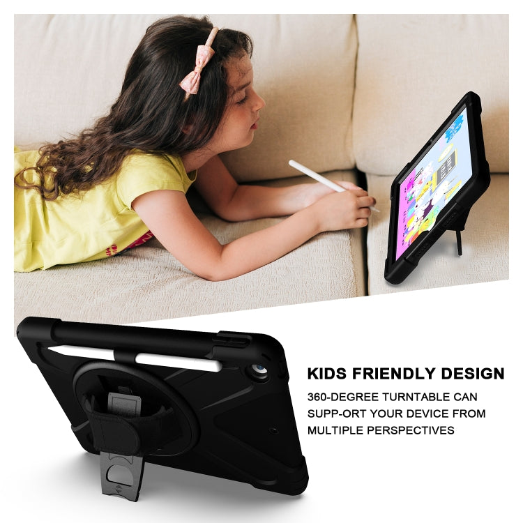 For iPad 10.2 2021 / 2020 / 2019 Shockproof Colorful Silicone + PC Protective Case with Holder & Shoulder Strap & Hand Strap & Pen Slot(Black) by bashfashion
