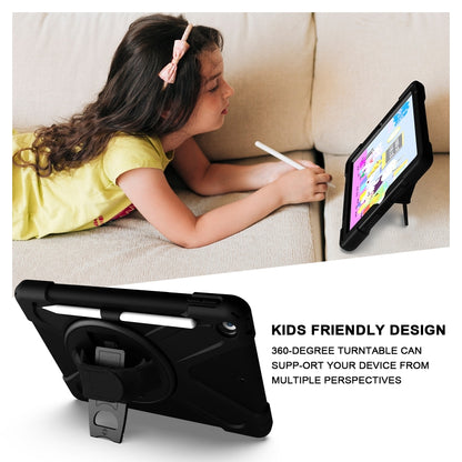 For iPad 10.2 2021 / 2020 / 2019 Shockproof Colorful Silicone + PC Protective Case with Holder & Shoulder Strap & Hand Strap & Pen Slot(Black) by bashfashion