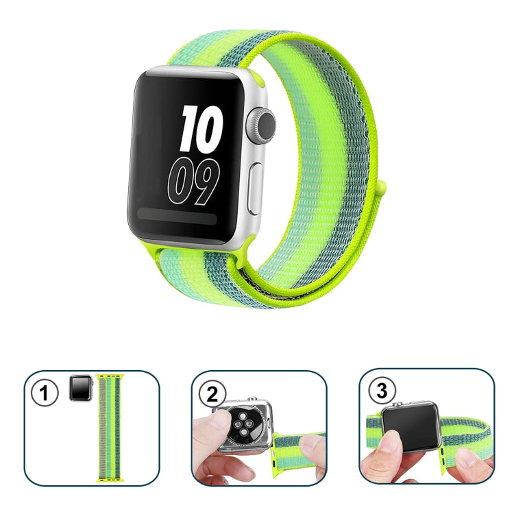 For Apple Watch Series 7 45mm / 6 & SE & 5 & 4 44mm / 3 & 2 & 1 42mm Nylon Loop Watch Band(Pollen Yellow) by bashfashion