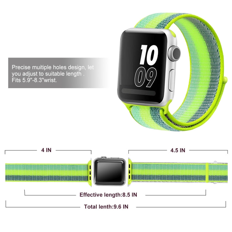For Apple Watch Series 7 45mm / 6 & SE & 5 & 4 44mm / 3 & 2 & 1 42mm Nylon Loop Watch Band(Pollen Yellow) by bashfashion