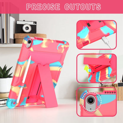 For iPad Air 11 2025 / 2024 T Holder Robot Silicone Hybrid PC Tablet Case(Camouflage Rose Red) by bashfashion