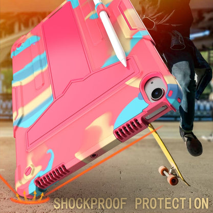 For iPad Air 11 2025 / 2024 T Holder Robot Silicone Hybrid PC Tablet Case(Camouflage Rose Red) by bashfashion