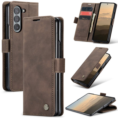 For Samsung Galaxy Z Fold6 5G CaseMe 013 Multifunctional Horizontal Flip Leather Phone Case(Coffee) by CaseMe