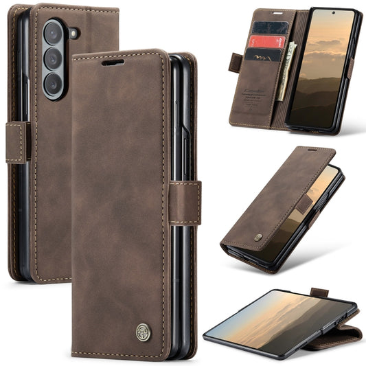 For Samsung Galaxy Z Fold6 5G CaseMe 013 Multifunctional Horizontal Flip Leather Phone Case(Coffee) by CaseMe