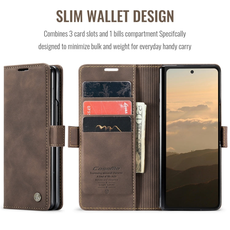 For Samsung Galaxy Z Fold6 5G CaseMe 013 Multifunctional Horizontal Flip Leather Phone Case(Coffee) by CaseMe