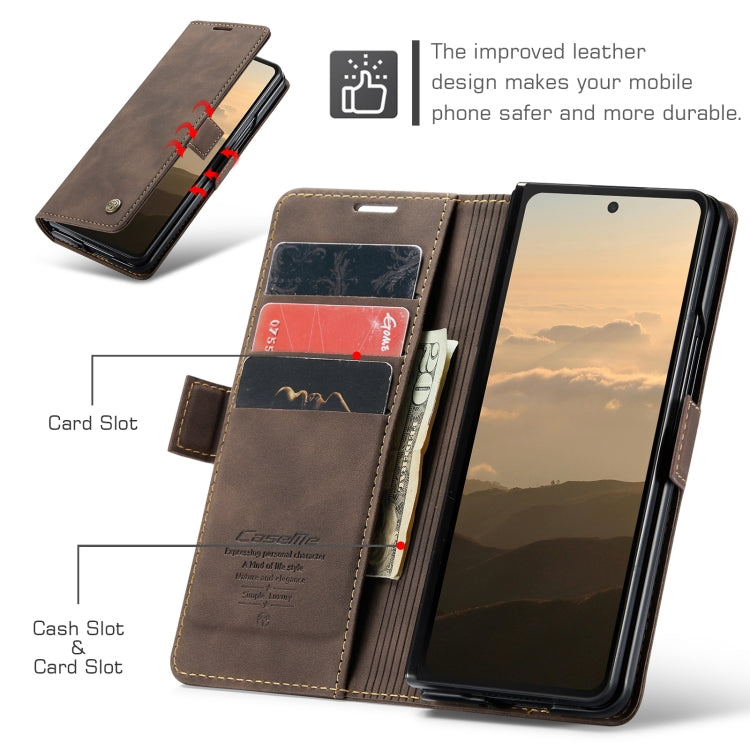 For Samsung Galaxy Z Fold6 5G CaseMe 013 Multifunctional Horizontal Flip Leather Phone Case(Coffee) by CaseMe