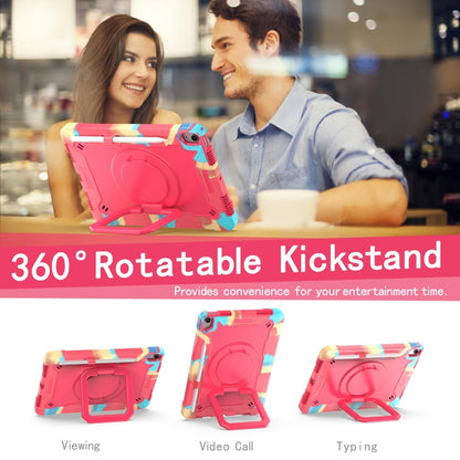 For iPad Air 11 2025 / 2024 Handle Grip Holder Silicone Hybrid PC Tablet Case with Strap(Camouflage Rose Red) by bashfashion