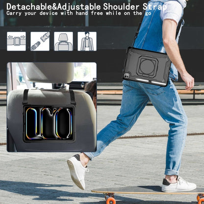 For iPad Pro 11 2025 / 2024 Handle Grip Holder Silicone Hybrid PC Tablet Case with Strap(Black) by bashfashion