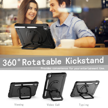 For iPad Pro 11 2025 / 2024 Handle Grip Holder Silicone Hybrid PC Tablet Case with Strap(Black) by bashfashion