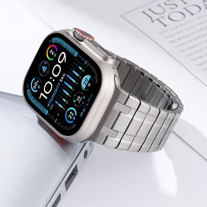 For Apple Watch Series 9 45mm Magnetic Stainless Steel Watch Band(Titanium Gold) by bashfashion