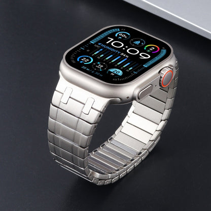 For Apple Watch Series 9 45mm Magnetic Stainless Steel Watch Band(Titanium Gold) by bashfashion