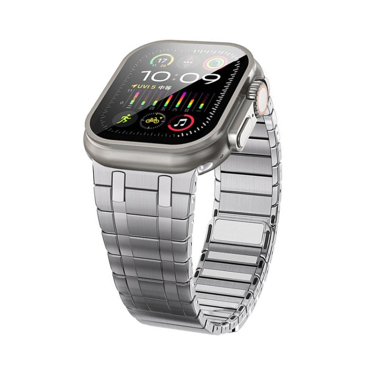 For Apple Watch Ultra 49mm Magnetic Stainless Steel Watch Band(Silver) by bashfashion