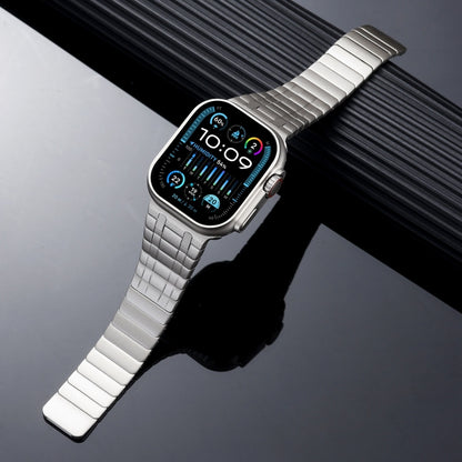 For Apple Watch Series 4 44mm Magnetic Stainless Steel Watch Band(Titanium Gold) by bashfashion