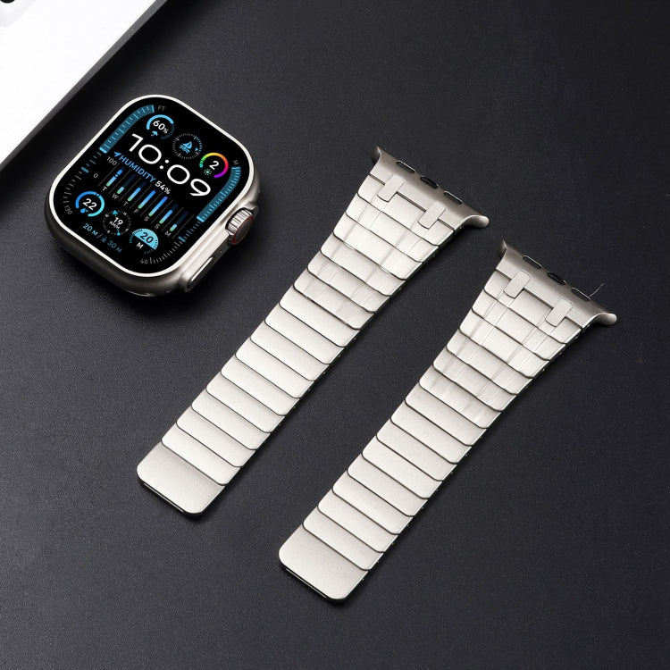 For Apple Watch Series 4 44mm Magnetic Stainless Steel Watch Band(Titanium Gold) by bashfashion