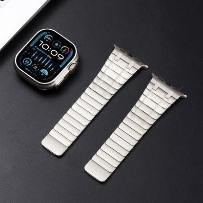 For Apple Watch Series 4 44mm Magnetic Stainless Steel Watch Band(Titanium Gold) by bashfashion